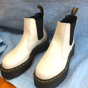 White Platform Doc Martin slip on boots